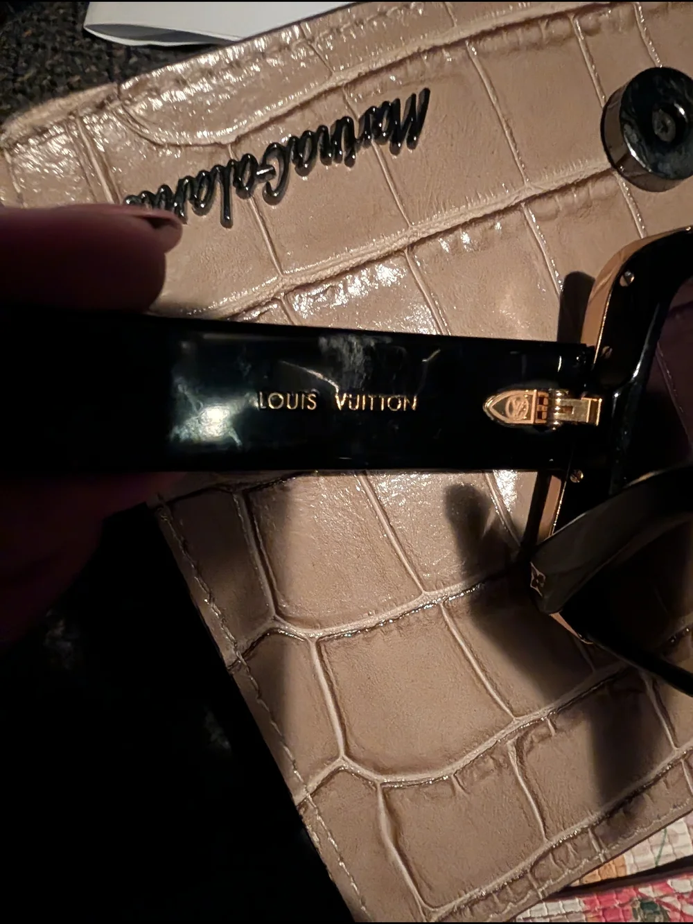 Louis Vuitton Black Frame Sunglasses with Gradient Purple Lenses